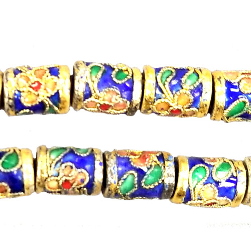 CLOISONNE DRUM 7X9MM BLUE